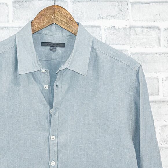John Varvatos Collection Men's 100% Linen Button up Shirt in blue size Small - Picture 3 of 6